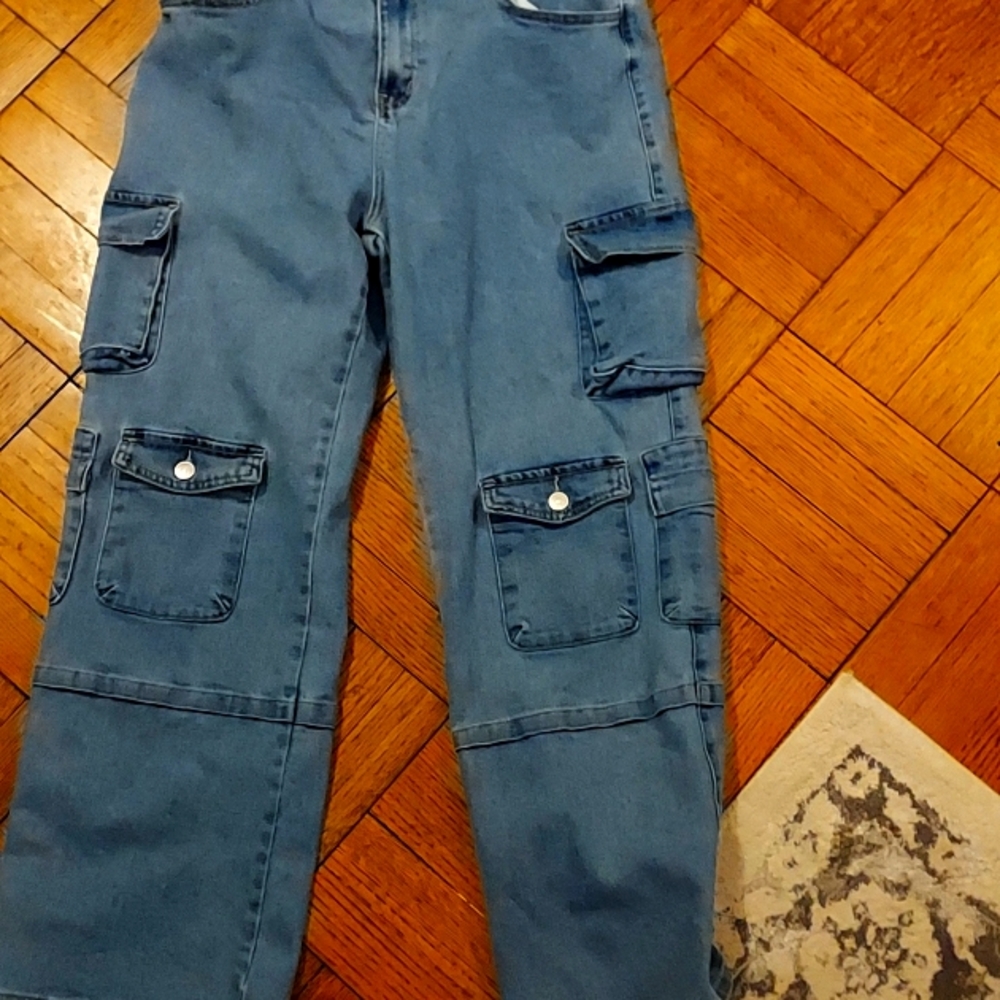 LOVE CULT Blue Denim Blend Jeans/Cargo Pants Sz XL (34)